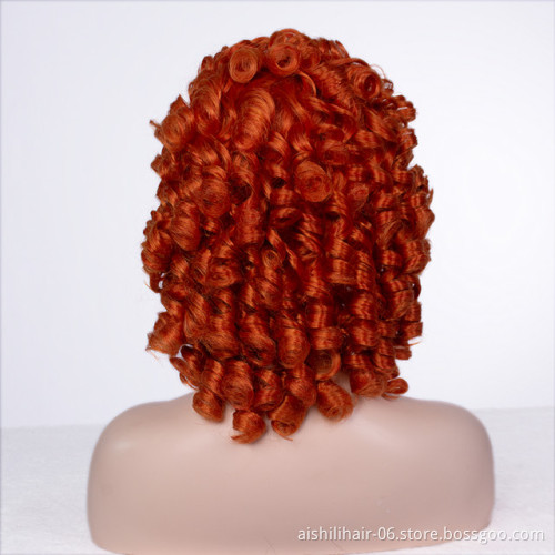 Wholesale  heat resisitant  Short Kinky Curly Red Wigs with  Rihanna Style Synthetic Hair Wig for Women